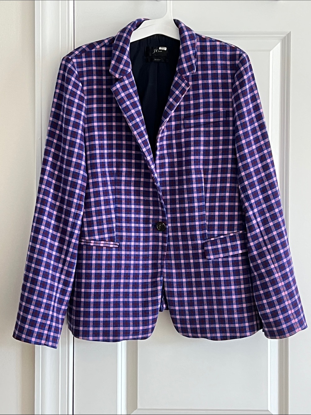 J.Crew Regent Blazer in Mott Plaid Royal Petunia Tailored Jacket